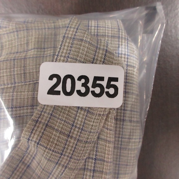 Yves Saint Laurent Shirt Mens Large Beige Plaid Band Collar Pockets Button Up - Picture 10 of 10